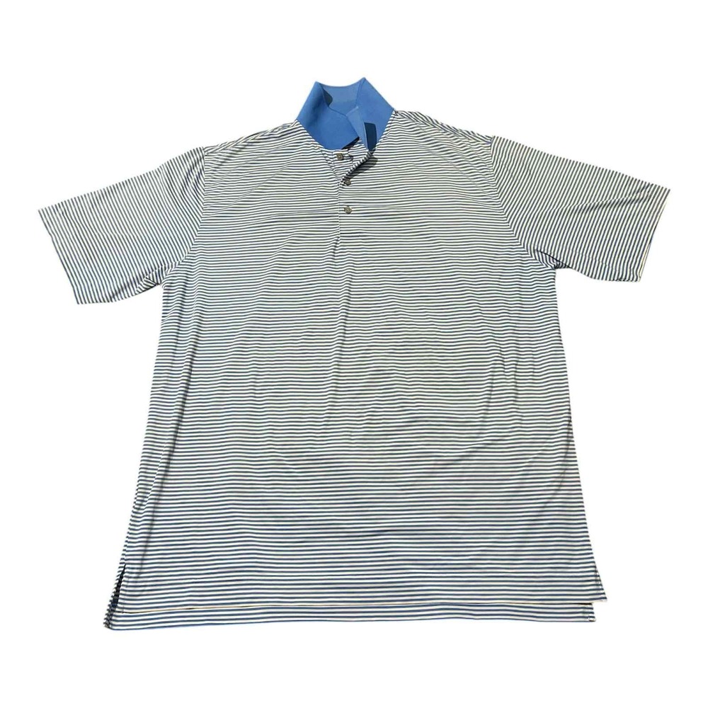FootJoy Golf Polo Shirt XXL Blue White Striped Short Sleeve Mens Casual‎
